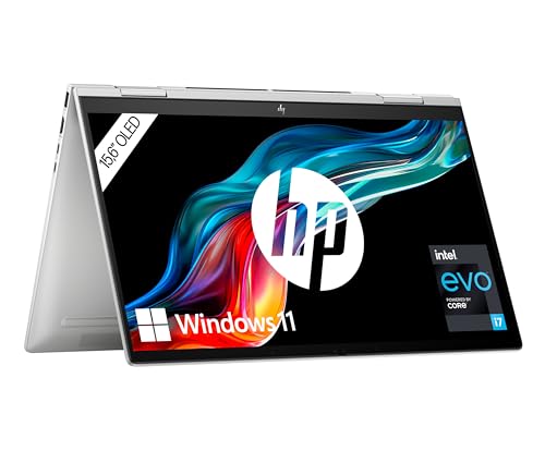 HP Envy x360 2-in-1 Laptop, 15,6" FHD OLED Touchdisplay, Intel Core i7-1355U, Intel Evo, 16 GB DDR5 RAM, 512 GB SSD, Intel Iris Xe, Windows 11 Home, QWERTZ Tastatur, Silver [Exklusiv bei Amazon] von HP