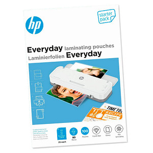 HP Everyday Laminierfolien-Set glänzend für A4, A5, A6, Visitenkartenformat 80 micron von HP