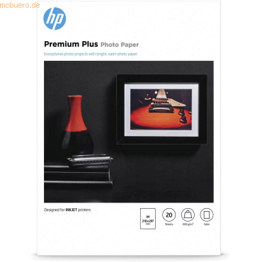 HP Fotopapier Premium Plus Satin A4 297g/qm VE=20 Blatt von HP