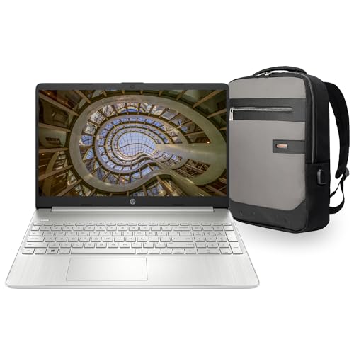 HP Laptop, 15,6" FHD Display, 12th Intel Core i5-1235U, 16 GB DDR4 RAM, 2 TB M2 Nvme SSD, Iris Xe Grafikkarte, QWERTZ Keyboard, Bluetooth, Windows 11 Home, Natursilber + NPO Rucksack + Type-C von HP