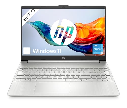 HP Laptop 15,6 Zoll FHD Display, Intel Pentium Silver N6000, 8GB DDR4 RAM, 256GB SSD, Intel UHD Grafik, QWERTZ Tastatur, Windows 11 Home, Silber von HP