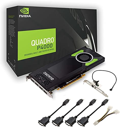 HP NVIDIA Quadro P4000 Professional Grafikkarte 8 GB GDDR5 PCI Express 3.0 x16, Dual Slot, 4x DisplayPort, 5K Unterstützung, ultra-leiser aktiver Lüfter (erneuert) von HP