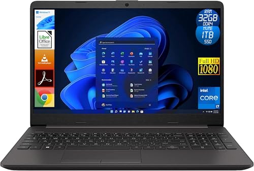 HP Notebook 250 G9, Display Laptop 15,6 Zoll Full HD, Intel Core i7 12Th, 32 GB RAM DDR4, 1 TB (1000 GB) NVMe SSD, Windows 11 Home, Laptop sofort einsatzbereit von HP