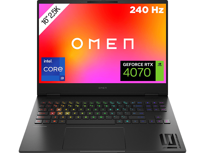 HP OMEN 16-u0695ng, Notebook, mit 16 Zoll Display, Intel® Core™ i9,i9-13900HX Prozessor, 32 GB RAM, 1 TB SSD, NVIDIA GeForce RTX™ 4070, Schwarz, Windows 11 Home (64 Bit) von HP