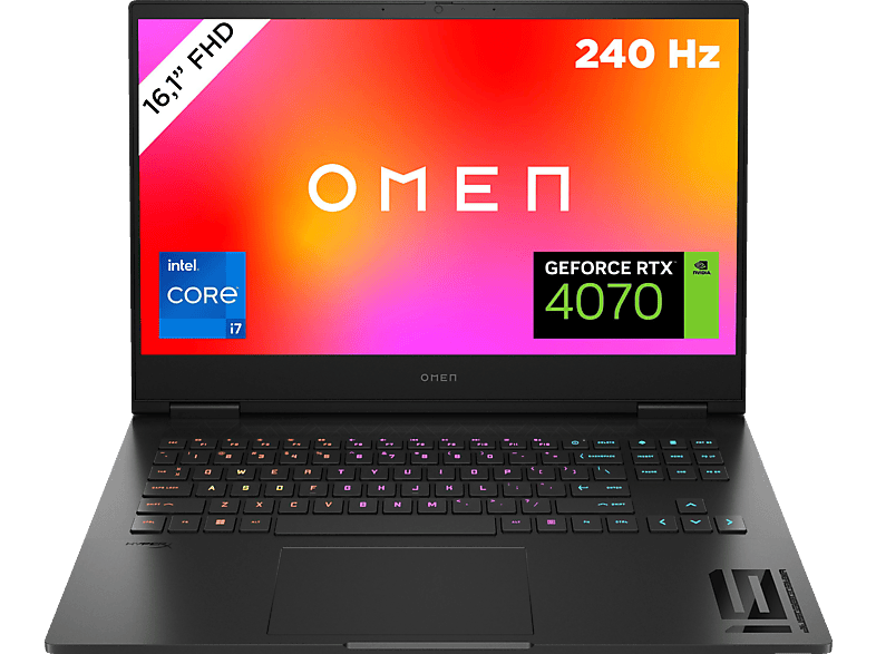 HP OMEN by 16-wf1377ng, Gaming Notebook, mit 16,1 Zoll Display, Intel® Core™ i7,i7-14700HX Prozessor, 32 GB RAM, 512 SSD, NVIDIA GeForce RTX™ 4070, Schwarz, Windows 11 Home (64 Bit) von HP