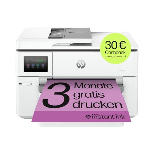 HP OfficeJet Pro 9730e A3-Multifunktionsdrucker (Drucken, Scannen und Kopieren bis A3), 3 Monate gratis drucken mit HP Instant Ink inklusive, HP+, Fax, WLAN, LAN, Duplex, Airprint, Grau-Weiß von HP