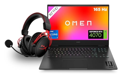 HP Omen Gaming Laptop - 16,1” FHD IPS-Display - Intel Core i7-14700HX - 32GB DDR5 RAM - 1TB SSD - NVIDIA GeForce RTX 4070 - Windows 11 Home - QWERTZ - Schwarz - HyperX Cloud Alpha Wireless HP Omen Gaming Laptop - 16,1” FHD IPS-Display - Intel Core i7-14700HX - 32GB DDR5 RAM - 1TB SSD - NVIDIA GeForce RTX 4070 - Windows 11 Home - QWERTZ - Schwarz - HyperX Cloud Alpha Wireless von HP