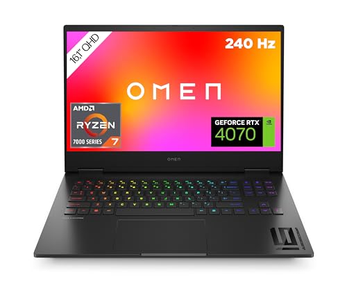 HP Omen Gaming Laptop | 16,1" QHD 240Hz Display | AMD Ryzen 7-7840HS | 32 GB DDR5 RAM | 1 TB SSD | NVIDIA GeForce RTX 4070 | Windows 11 Home | QWERTZ | schwarz von HP