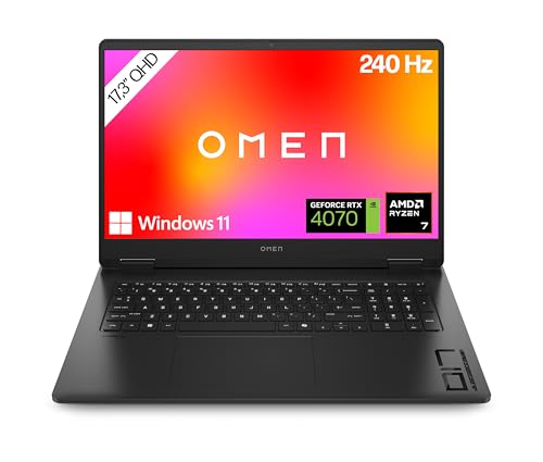 HP Omen Gaming Laptop | 17,3 Zoll QHD-Display - 240 Hz | AMD Ryzen 7 8845HS | 32 GB DDR5 RAM (2x16 GB) | 1TB SSD | NVIDIA GeForce RTX 4070 (8 GB) | QWERTZ | Windows 11 Home | Shadow Black von HP