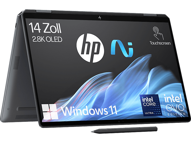 HP OmniBook Ultra Flip 14-fh0375ng, Copilot+ PC, Notebook, mit 14 Zoll Display Touchscreen, Intel® Core™ 7 256V Prozessor, 16 GB RAM, 1 TB SSD, Arc® GPU, Eclipse Gray, Windows 11 Home (64 Bit) von HP