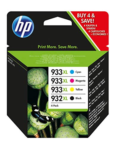 HP Original Tinte Nr. 932XL Black und Nr. 933XL Color Pack 4 Stück für HP Officejet 6100/6600/ 6700 von HP