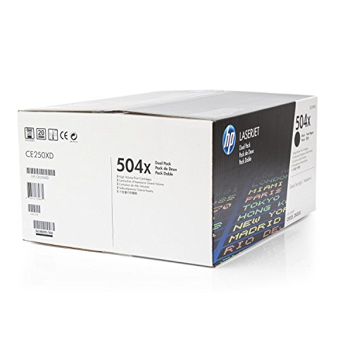 HP Original Toner 504X CE250XD - 2X Premium Drucker-Kartusche - Schwarz - 2X 10500 Seiten von HP