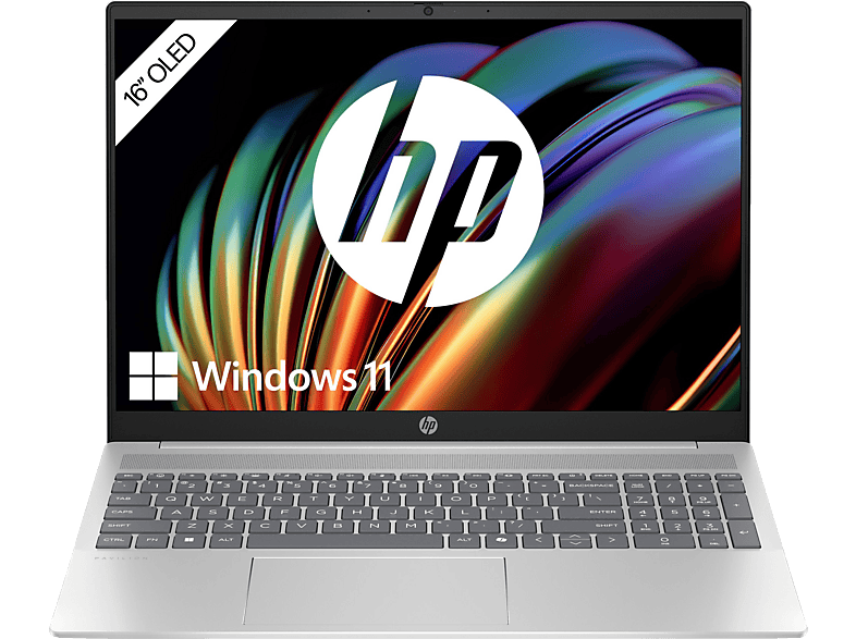 HP Pavilion 16-af0356ng, OLED, Notebook, mit 16 Zoll Display, Intel® Core™ Ultra 5,125U Prozessor, GB RAM, 512 SSD, Onboard Graphics, Natural Silver, Windows 11 Home (64 Bit) von HP