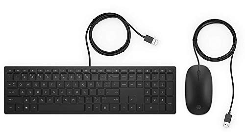 HP Pavilion 400 Bundle (4CE97AA) Tastatur und Maus mit Kabel (1.600 dpi, USB-Kabel, 3 Tasten, Scrollrad, QWERTZ Layout) schwarz von HP