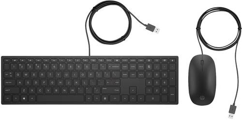 HP Pavilion 400 USB Tastatur, Maus-Set Ergonomisch Deutsch, QWERTZ Schwarz von HP