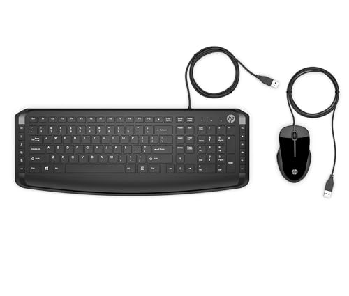 HP Pavilion Kombi Tastatur und Maus 200 (QWERTZ, kabelgebunden, 1.600 DPI, USB-Anschluss) schwarz von HP