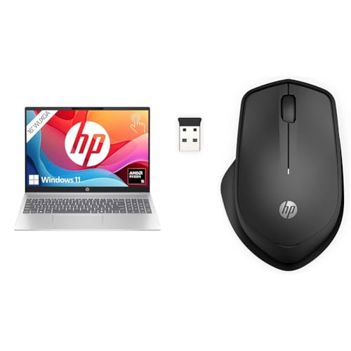 HP Pavilion Laptop, 16" WUXGA-Display, AMD Ryzen 5 8540U, 8 GB DDR5 RAM, 512 GB PCIe NVMe SSD, AMD Radeon Graphics, QWERTZ, Windows 11 Home, Silber 280 Silent Wireless Maus, Schwarz von HP