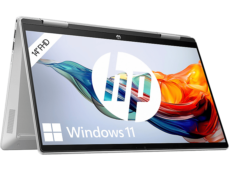 HP Pavilion x360 14-ek1355ng, Convertible, mit 14 Zoll Display Touchscreen, Intel® Core™ i5 i5-1335U Prozessor, 16 GB RAM, 512 SSD, Iris® Xe, Silber, Windows 11 Home (64 Bit) von HP