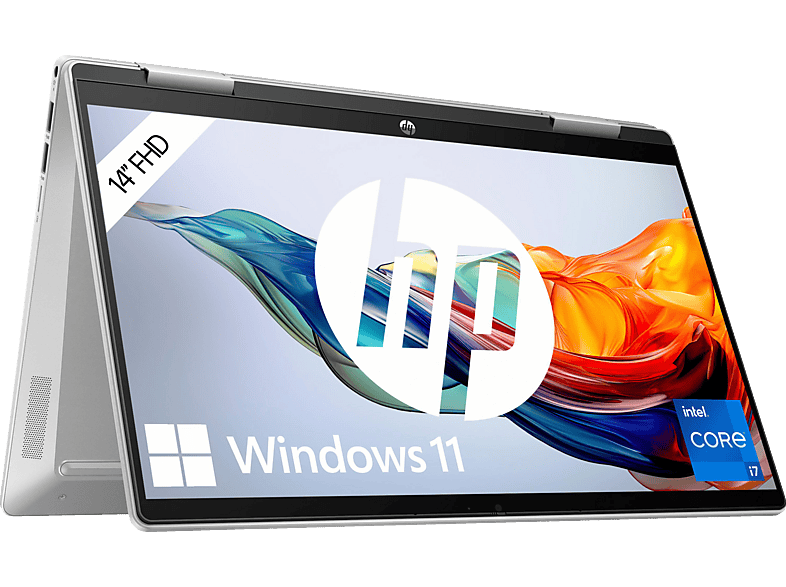 HP Pavilion x360 14-ek1375ng, Convertible, mit 14 Zoll Display Touchscreen, Intel® Core™ i7 i7-1355U Prozessor, 16 GB RAM, 1 TB SSD, UHD Graphics, Silber, Windows 11 Home (64 Bit) von HP