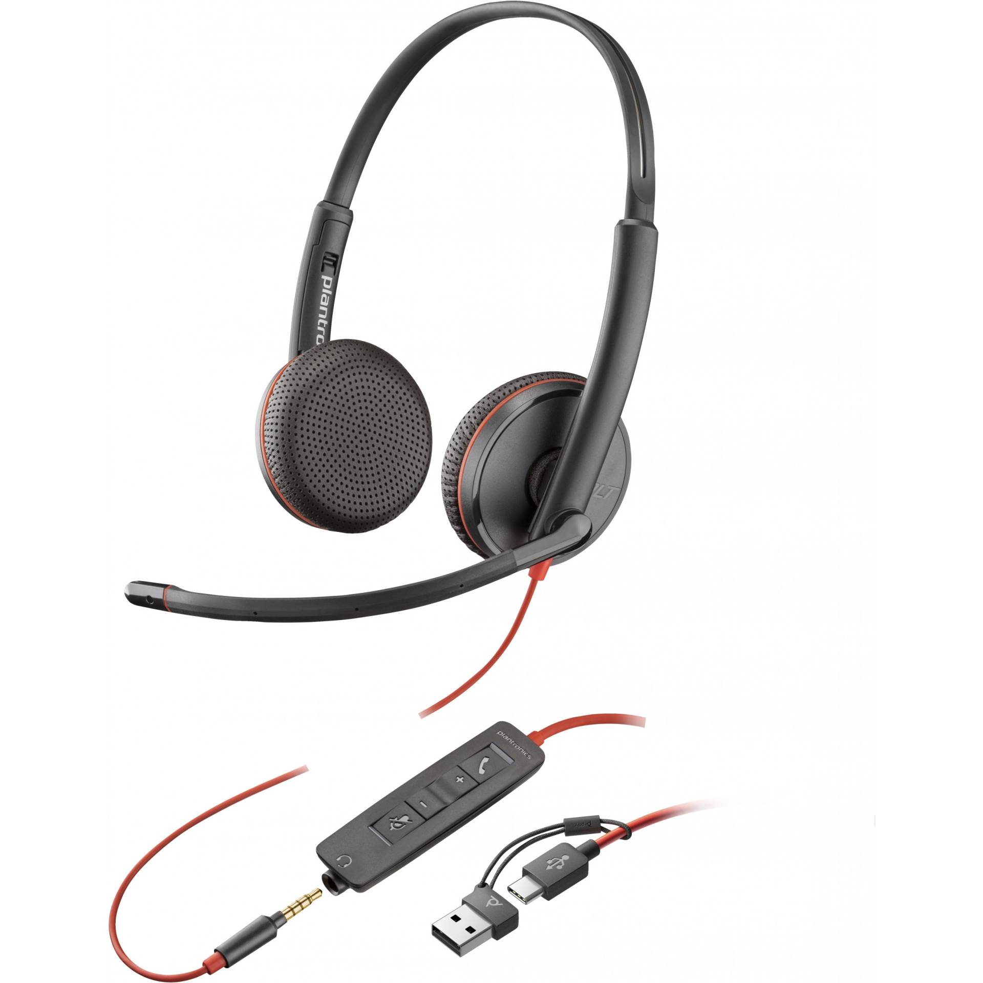 HP Poly Blackwire 3225 Stereo USB-C Headset +3.5mm Plug +USB-C/A Adapter (Bulk) (209747-201/209751-201) von HP