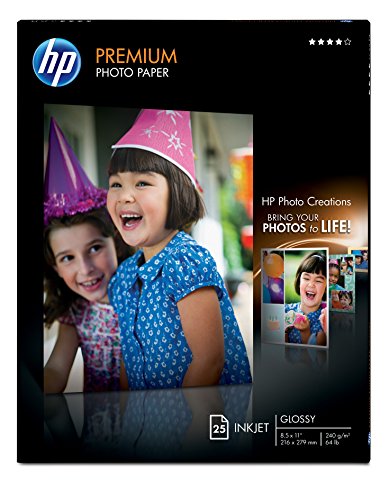 HP Premium Fotopapier, glänzend, für Tintenstrahldrucker, 27.94 X 8,5 cm, 216 X 279 mm, A4, 240 g/m2, 25 Blatt von HP