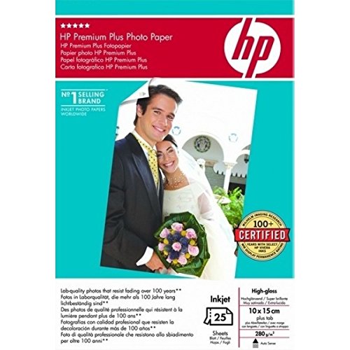 HP Premium Plus Fotopapier hochglänzend Multipack (2x 25 Blatt/10 x 15 cm plus Tab) von HP