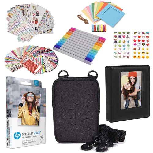 HP Premium Zink Fotopapier (50 Stück) mit Fotoalbum, Etui, Aufklebern, Markern von HP