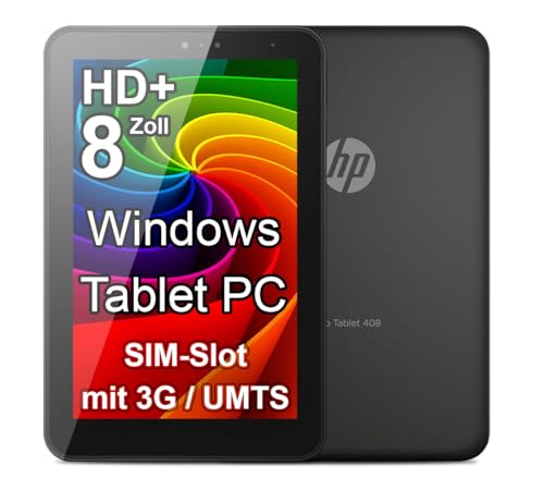 HP Pro 408 G1-8 Zoll HD MultiTouch Display - Windows Tablet PC - Intel QuadCore Prozessor - WLAN, Bluetooth 【 1000 GB Speicher 】 mit SIM-Karten Steckplatz für Internet - schwarz (Generalüberholt) von HP