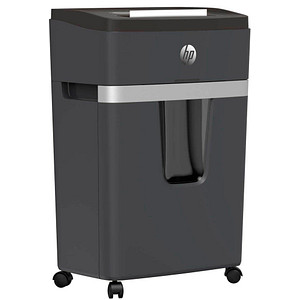 HP Pro Shredder 12MC Aktenvernichter mit Partikelschnitt P-5, 2 x 15 mm, bis 12 Blatt, schwarz von HP