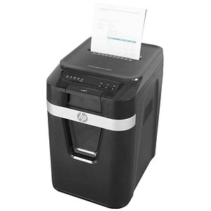 HP Pro Shredder Auto 200CC Aktenvernichter mit Partikelschnitt P-4, 4 x 20 mm, bis 200 Blatt, schwarz von HP