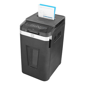 HP Pro Shredder Auto 400CC Aktenvernichter mit Partikelschnitt P-4, 4 x 12 mm, bis 400 Blatt, schwarz von HP