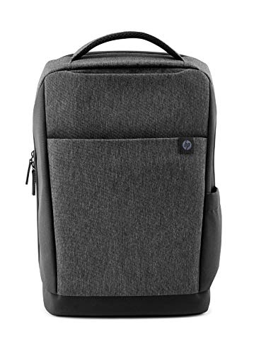HP Renew Reiserucksack, 15,6 Zoll Laptop Rucksack, recyceltes Material, wasserabweisend, mit Trolley-Griffdurchführung, gepolsterten Riemen, vielen Fächern, integriertem Organizer, Grau von HP