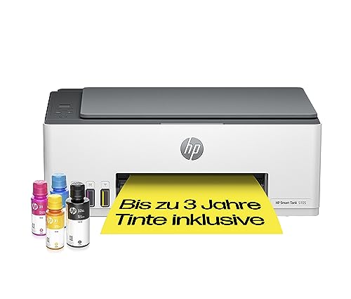 HP Smart Tank 5105 3-in-1 Multifunktionsdrucker (WLAN; Mobiles Drucken) – 3 Jahre Tinte inklusive, 3 Jahre Garantie, großer Tintentank, hohe Reichweite, kostengünstiges Drucken in hoher Qualität von HP