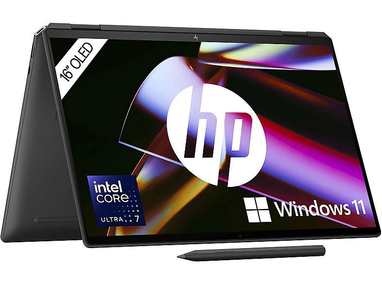 HP Spectre x360 16-aa0376ng, Convertible, mit 16 Zoll Display, Intel® Core™ Ultra 7 155H Prozessor, 32 GB RAM, 1 TB SSD, Arc® GPU, Nightfall Black, Windows 11 Home (64 Bit) von HP