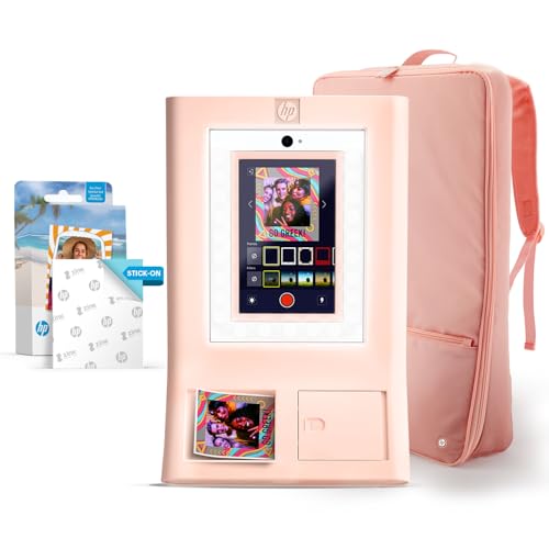 HP Sprocket Fotobox-Maschine Sofort-Farb-Fotodrucker (Pink) Starter-Paket + Zink-Papier (100 Blätter) + Gepolsterte Tragetasche von HP