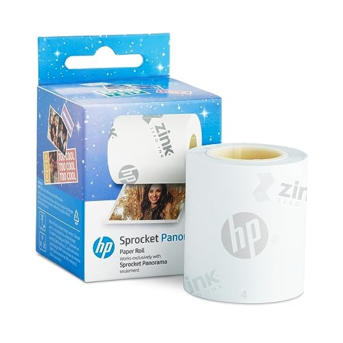 HP Sprocket Panorama 16,4’ (5 Meter) Zink-Papierrolle – Zink Zero-Ink-Sofortfotopapierrolle mit selbstklebender Rückseite, wischfest. Kompatibel mit HP Sprocket Panorama Foto- und Etikettendrucker von HP