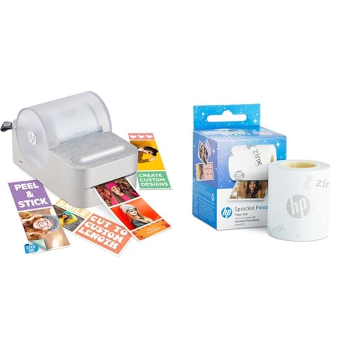 HP Sprocket Panorama Sofortiger Farbetiketten- und Smartphone-Fotodrucker Sprocket Panorama 16,4’ (5 Meter) Zink-Papierrolle von HP