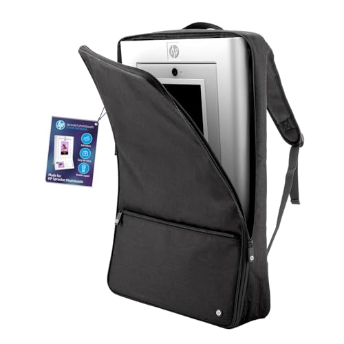 HP Reiserucksack für Sprocket Photobooth – Gepolsterte Tasche mit verstellbaren Schultergurten und Front-Reißverschlusstasche (Schwarz) von HP