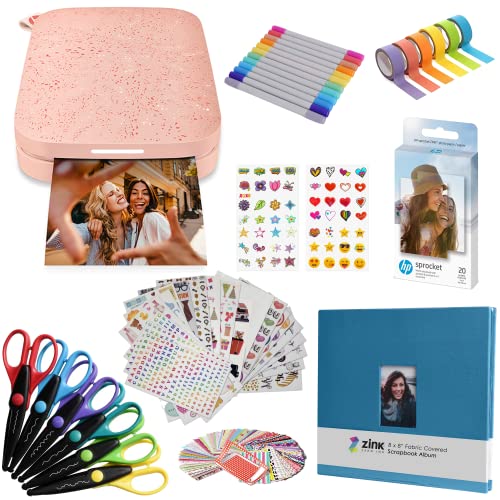 HP Sprocket Portable 2x3 Zoll Sofortbilddrucker (Rosa) Sammelalbum-Kit von HP