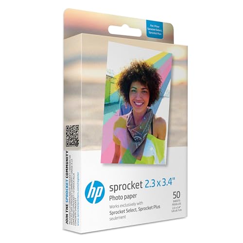 HP Sprocket Premium-Fotopapier mit selbstklebender Rückseite, 50 Blatt, kompatibel mit HP Sprocket Select und Plus Druckern von HP