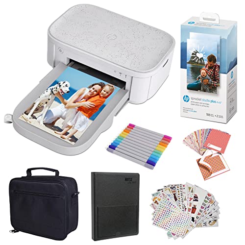 HP Sprocket Studio Plus Sofortbilddrucker, 10,2 x 15,2 cm, Paket mit Drucker, Fotoalbum, Marker, Fotopapier und Aufkleber HP Sprocket Studio Plus Sofortbilddrucker, 10,2 x 15,2 cm, Paket mit Drucker, Fotoalbum, Marker, Fotopapier und Aufkleber von HP