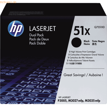 HP Toner HP 51XD Q7551XD schwarz VE=2 von HP