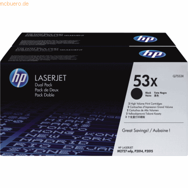 HP Toner HP 53XD Q7553XD schwarz VE=2 von HP