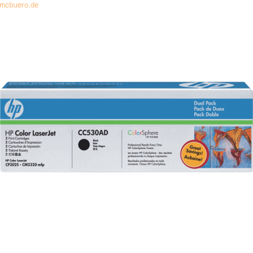 HP Toner HP CC530AD schwarz VE=2 HP Toner HP CC530AD schwarz VE=2 von HP