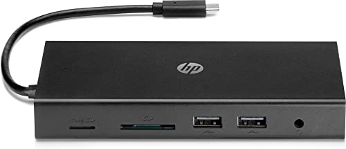 HP USB-C Reisehub (USB-C Hub, USB Hub, USB C, RJ-45, HDMI, VGA, microSD, SD, USB, Audio) schwarz von HP