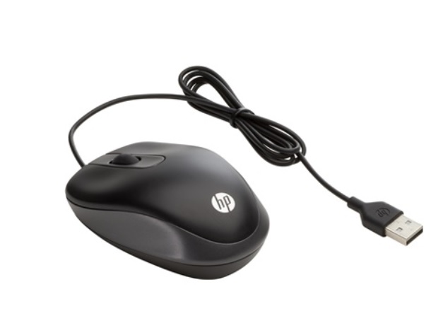 HP USB-Reisemaus Travel - optische Maus (kabelgebunden, 1000dpi, 2 Tasten, Linkshänder geeignet) von HP