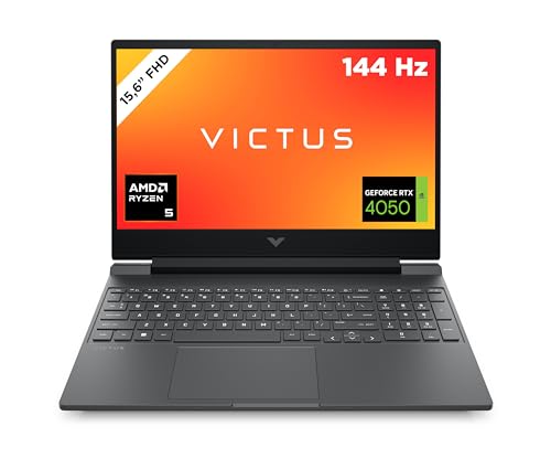 HP VICTUS Gaming Laptop, 15,6" FHD Display 144Hz, AMD Ryzen 5 8640H, 16 GB DDR5 RAM, 512 GB SSD, NVIDIA GeForce RTX 4050 (6GB), QWERTZ, Windows 11, Schwarz von HP