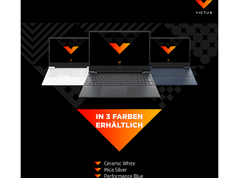 HP Victus by 16-e0357ng, Notebook, mit 16,1 Zoll Display, AMD Ryzen™ 5,5600H Prozessor, 16 GB RAM, 512 SSD, NVIDIA GeForce RTX™ 3050 Ti, Ceramic White, Windows 10 Home (64 Bit) von HP