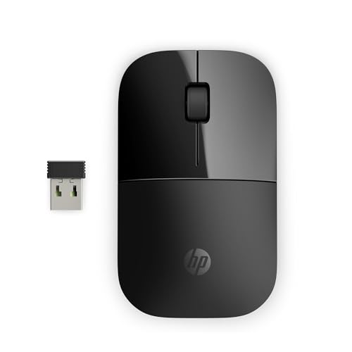 HP Z3700 Schwarze 2,4 GHz USB Slim Wireless-Maus mit blauer LED optischem 1200-DPI-Sensor, bis zu 16 Monate Akkulaufzeit von HP