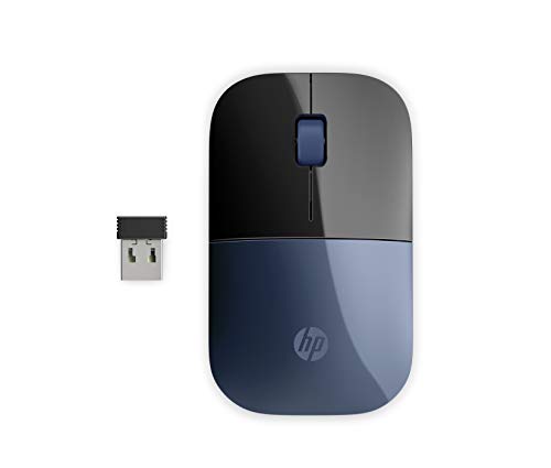 HP Z3700 kabellose Maus (1200 optische Sensoren, bis zu 16 Monate Batterielaufzeit, USB Anschluss, Plug&Play) metallblau, 101 x 60 x 25.3 mm von HP